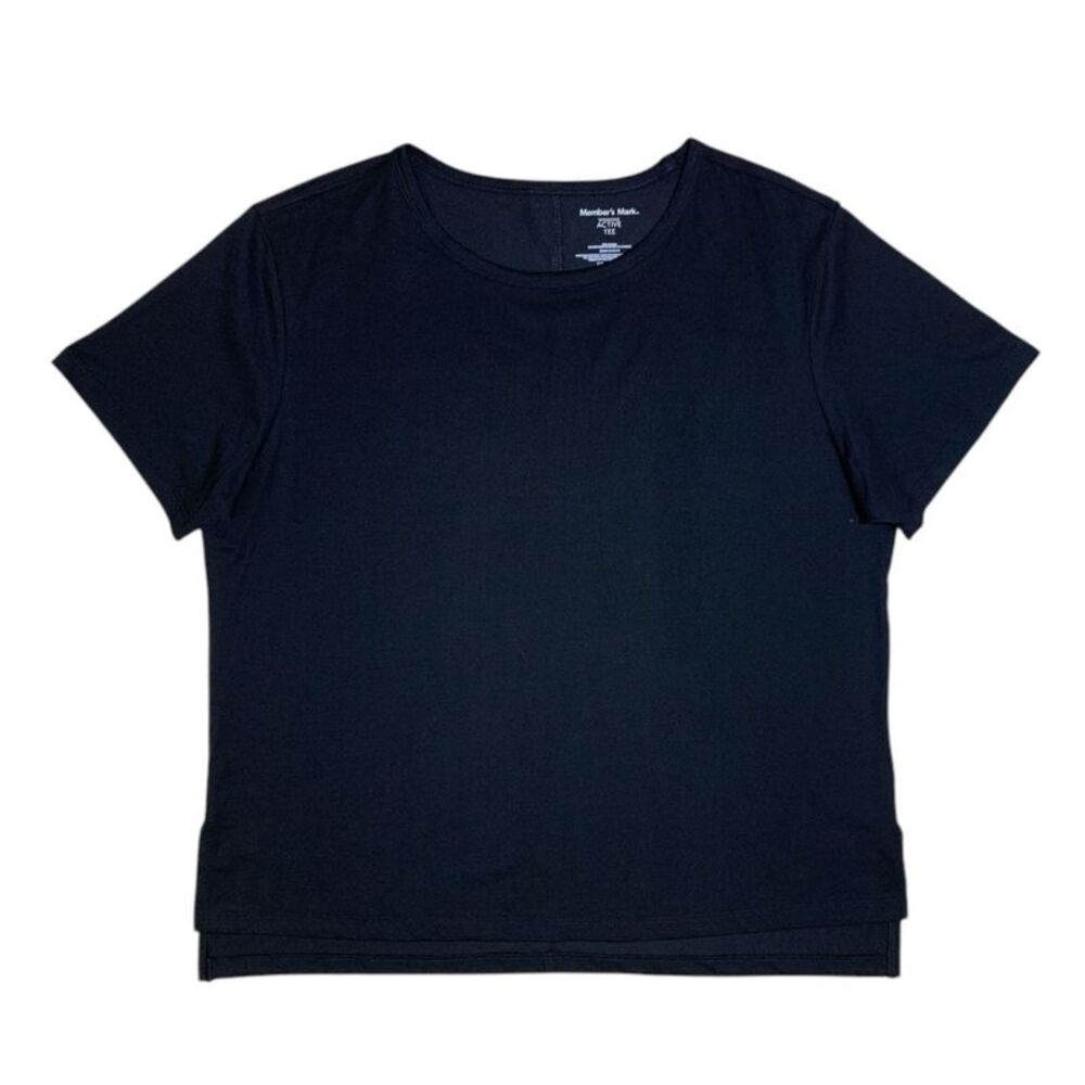 Member's Mark Women's Active Tee, Boatneck, Relaxed Fit with Side Slit - Black